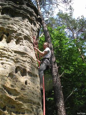 Pavel Henke při prvovýstupu