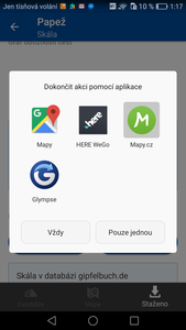 volba externi navigace Android