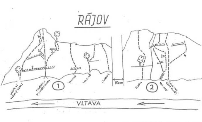 Rájov (zdroj: Horolezecký průvodce českobudějovické oblasti, 1980)