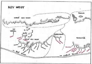 Dolní Key West, Bezejmenná, Samotář, Pěšák, Zvěd (Zd.Doskočil - Lezecké terény na Chomutovsku)