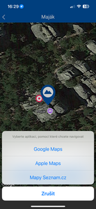 Výběr navigací iOS