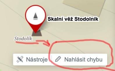 Hlášení chyby přímo na mapy.cz