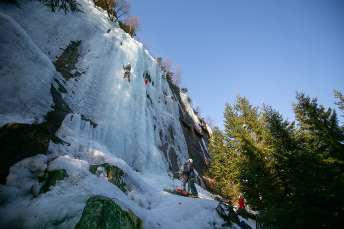 Ledopád v Labském dole, stav na začátku března 2026 Ledopád v Labském dole, stav na začátku března 2026